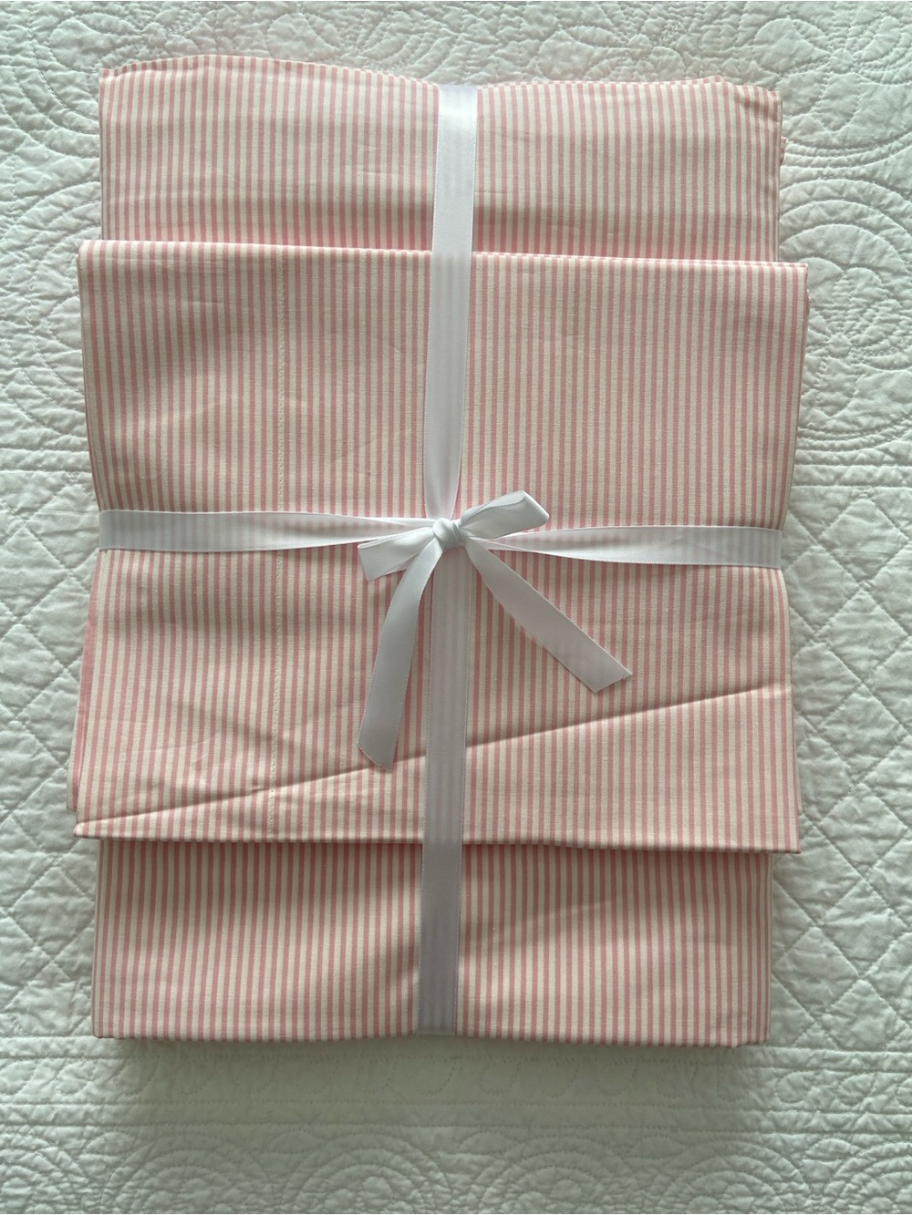Tessitura Toscana Telerie King Set Sheets And Pillowcases Stripe Pink White NEW - Picture 14 of 14